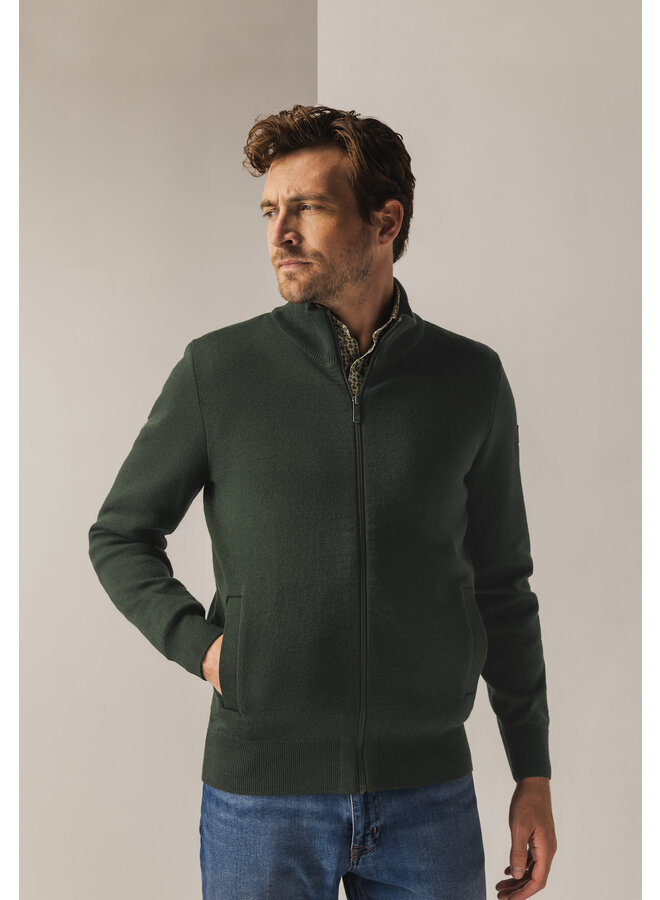 State of Art sweatvest met rits groen