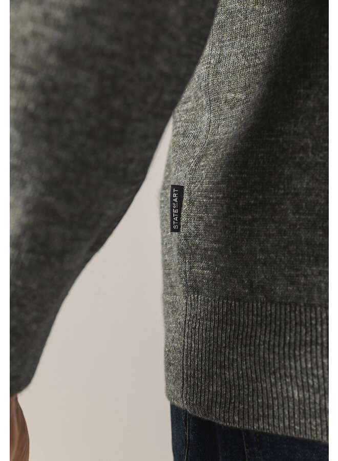State of Art pullover met col gemêleerd