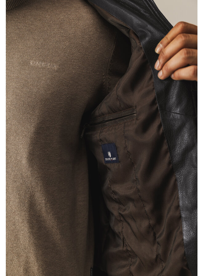 State of Art leren winterjas bruin