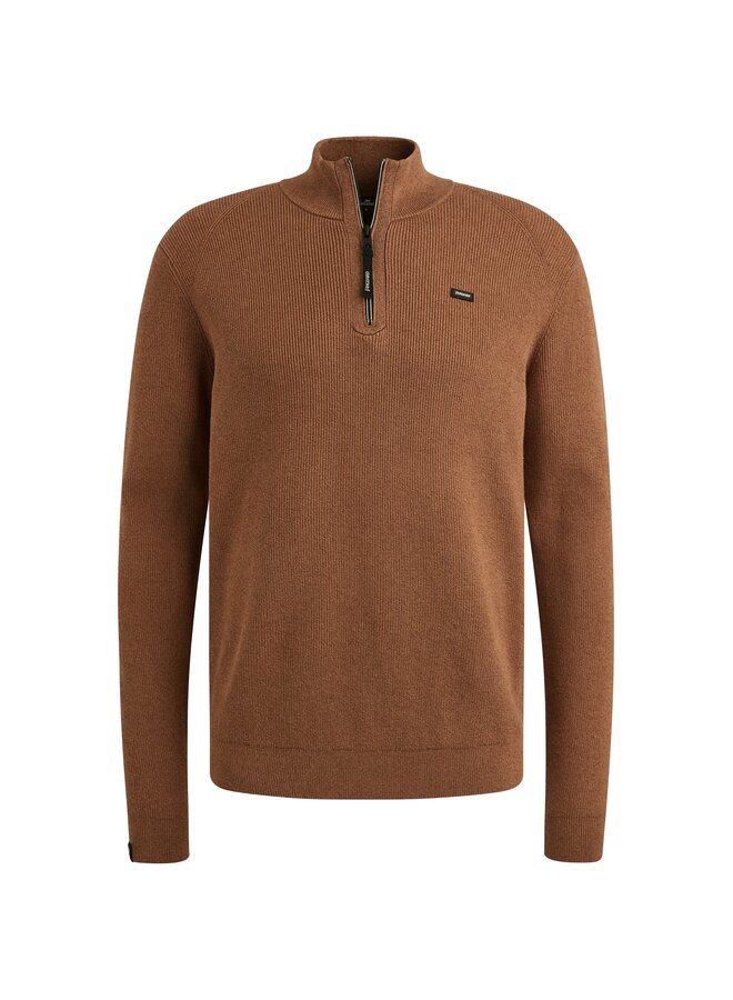 Vanguard pullover met half rits cognac