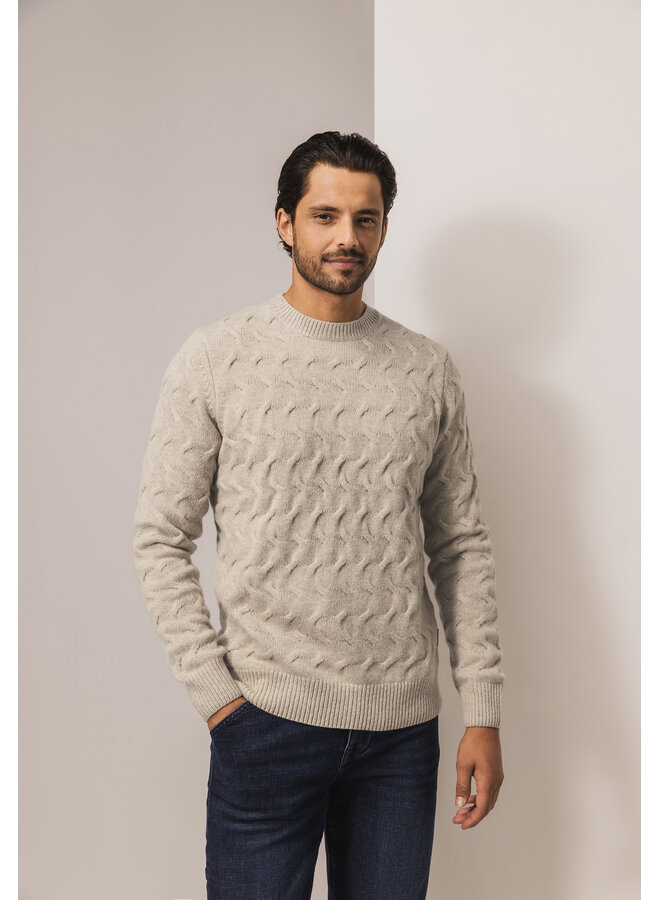 State of Art pullover kabelpatroon beige