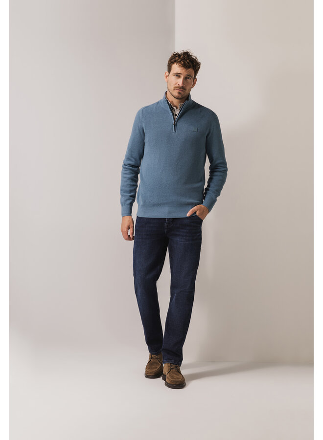 State of Art pullover half zip katoen licht blauw