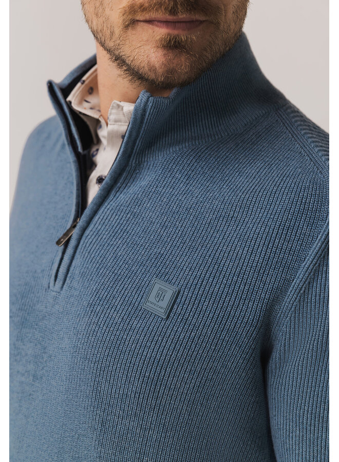 State of Art pullover half zip katoen licht blauw