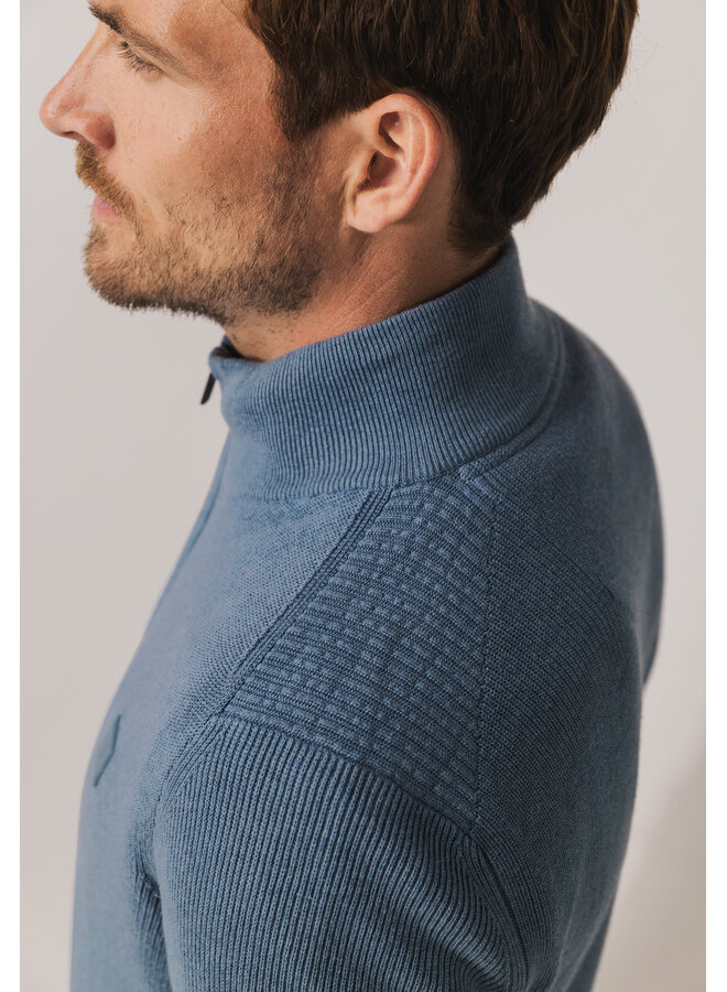 State of Art pullover half zip katoen licht blauw