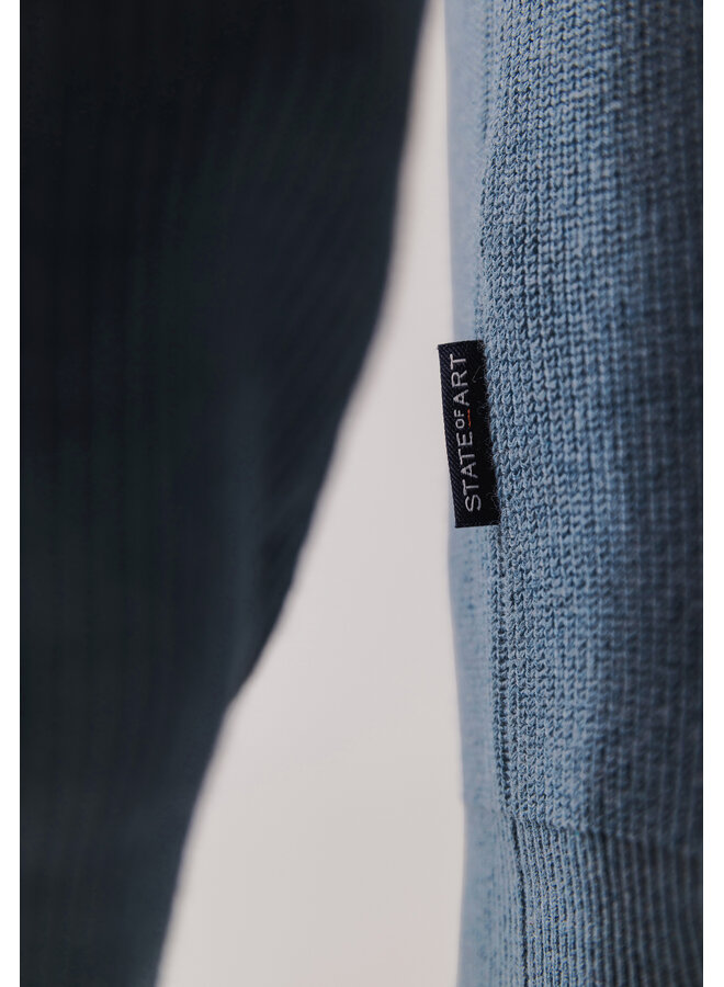 State of Art pullover half zip katoen licht blauw