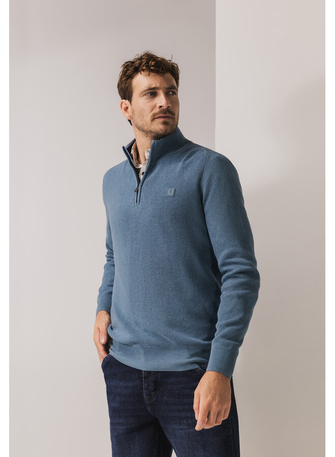 State of Art pullover half zip katoen licht blauw