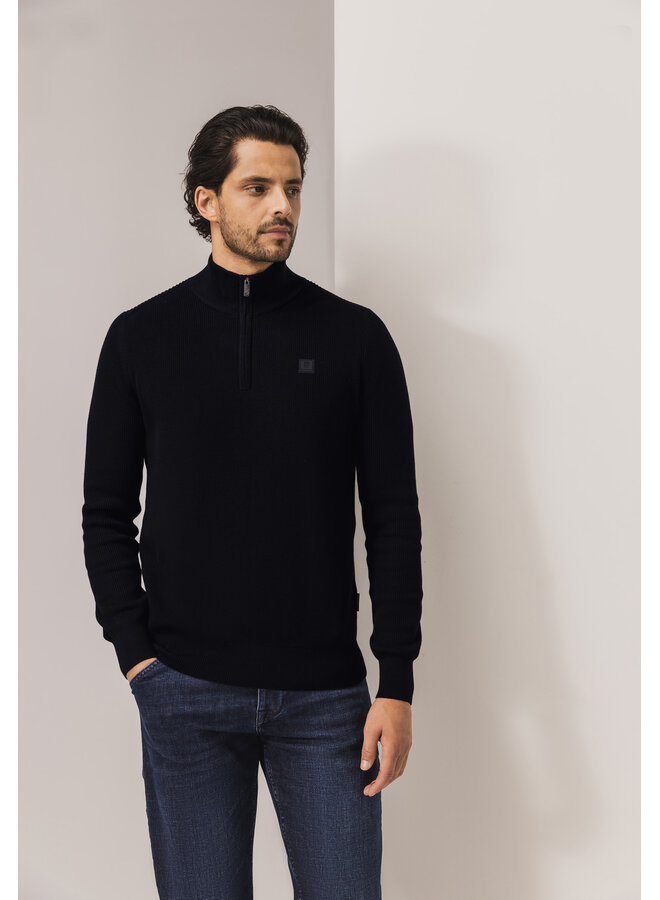 State of Art half zip pullover structuur navy