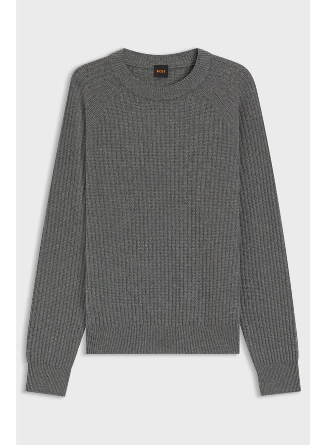 Hugo Boss relaxed fit pullover ronde hals grijs