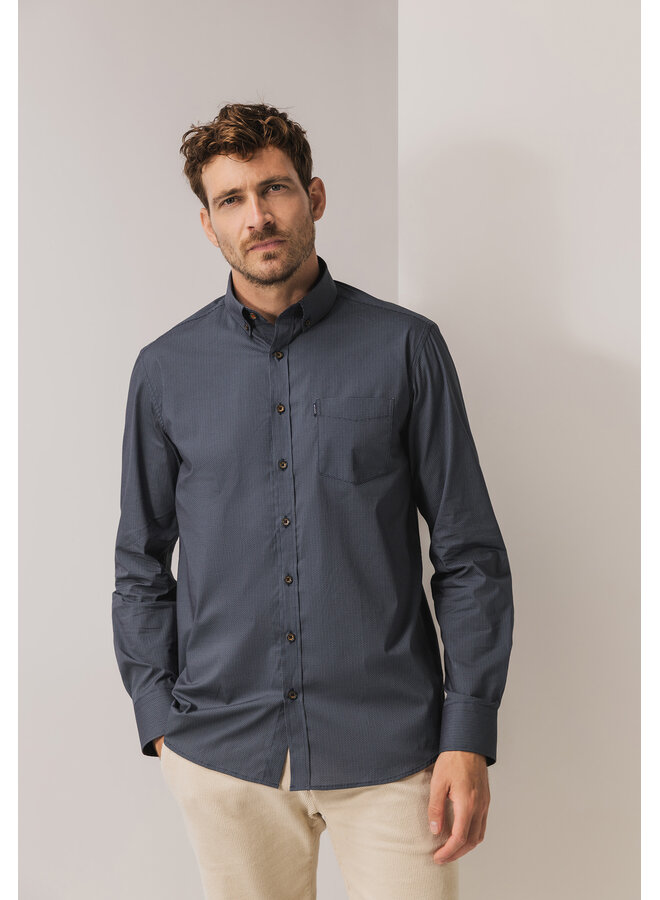 State of Art shirt met all-over print blauw