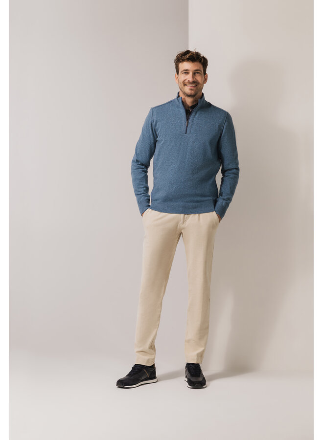 State of Art pullover half zip wol jeansblauw