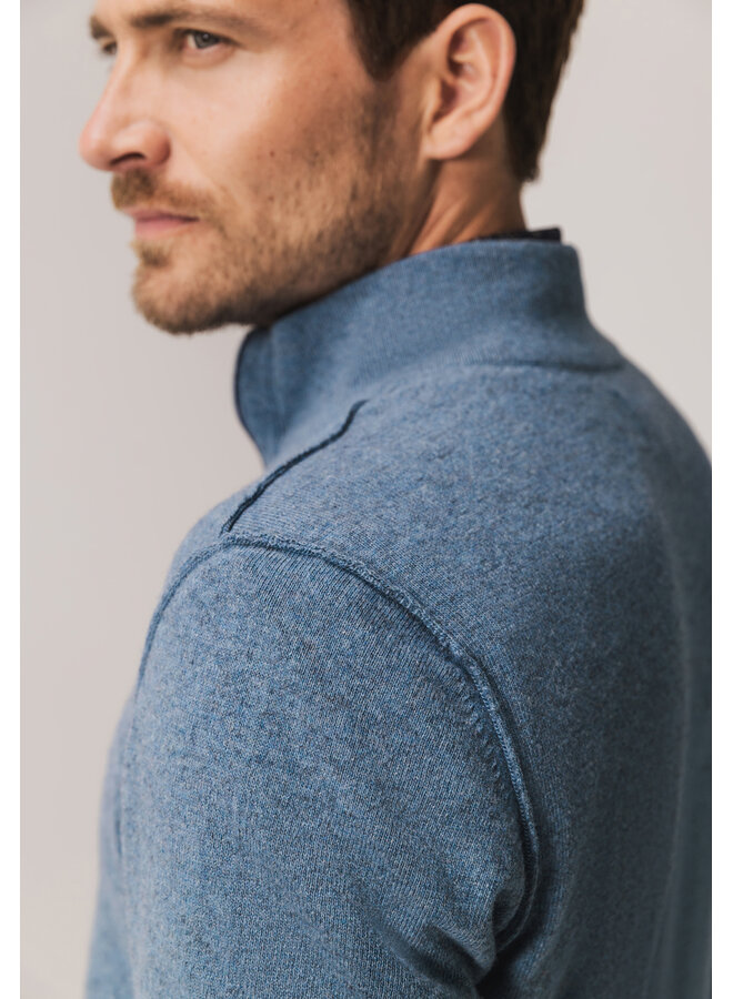 State of Art pullover half zip wol jeansblauw