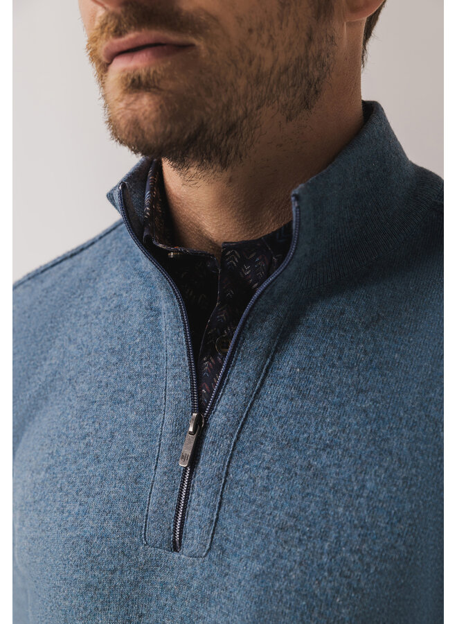 State of Art pullover half zip wol jeansblauw