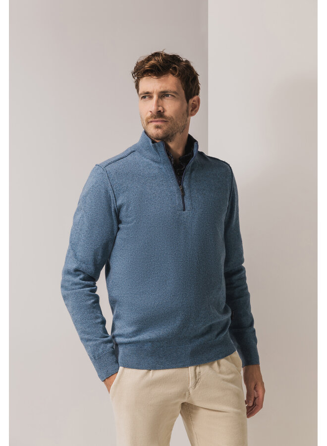 State of Art pullover half zip wol jeansblauw