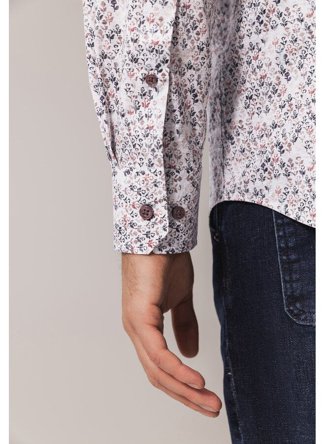 State of Art overhemd all-over print burgundy