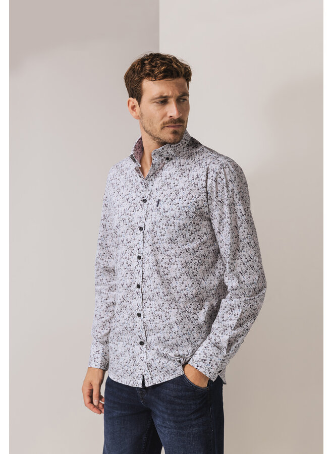 State of Art shirt met bloemenprint blauw