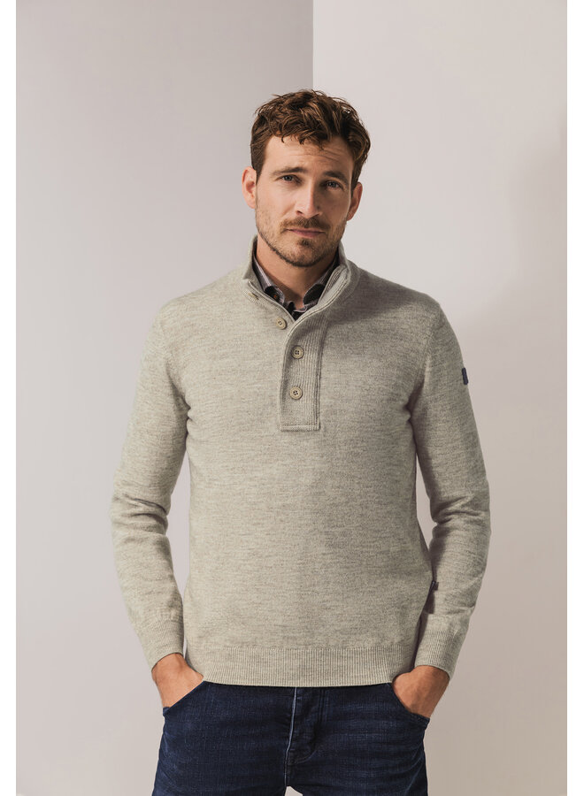 State of Art pullover met halve rits en knoopsluiting