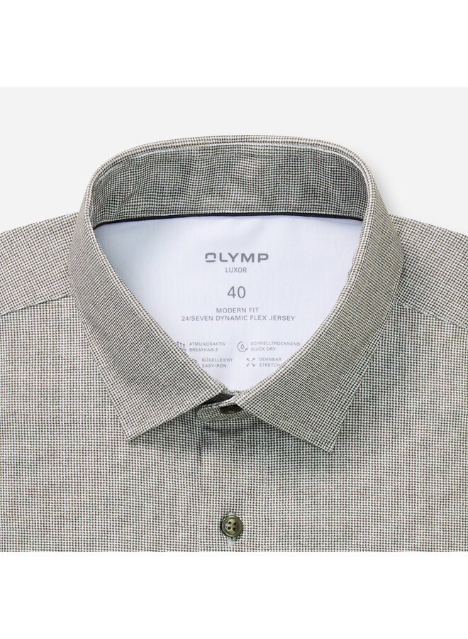 Olymp shirt 24/seven modern fit flex jersey groen
