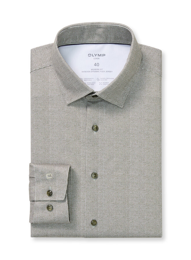Olymp shirt 24/seven modern fit flex jersey groen