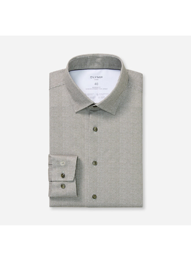 Olymp shirt 24/seven modern fit flex jersey groen