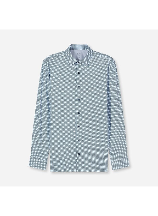 Olymp shirt 24/seven modern fit flex jersey print blue