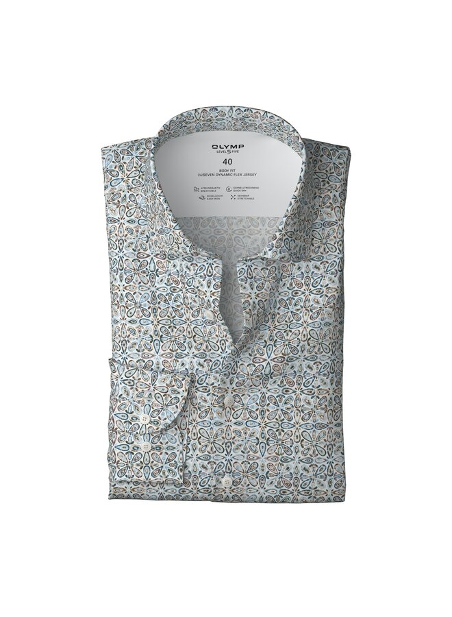 Olymp shirt level 5 Dynamic flex jersey print blauw