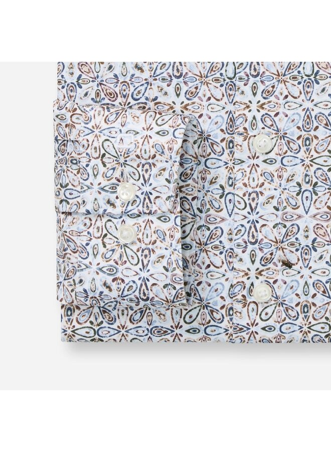 Olymp shirt 24/seven modern fit flex jersey print beige