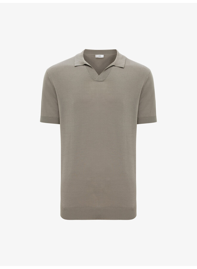 Gentiluomo open collar polo korte mouw taupe