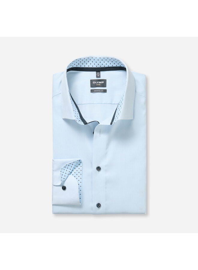 Olymp Luxor modern fit shirt streep licht blauw