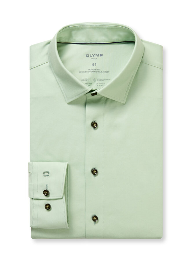 Olymp shirt 24/seven modern fit flex jersey uni groen