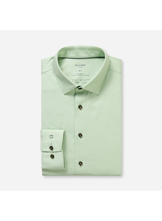 Olymp shirt 24/seven modern fit flex jersey uni groen