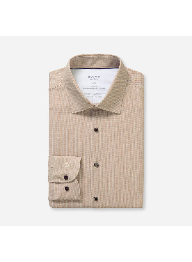 Olymp shirt level 5 Dynamic flex jersey print beige