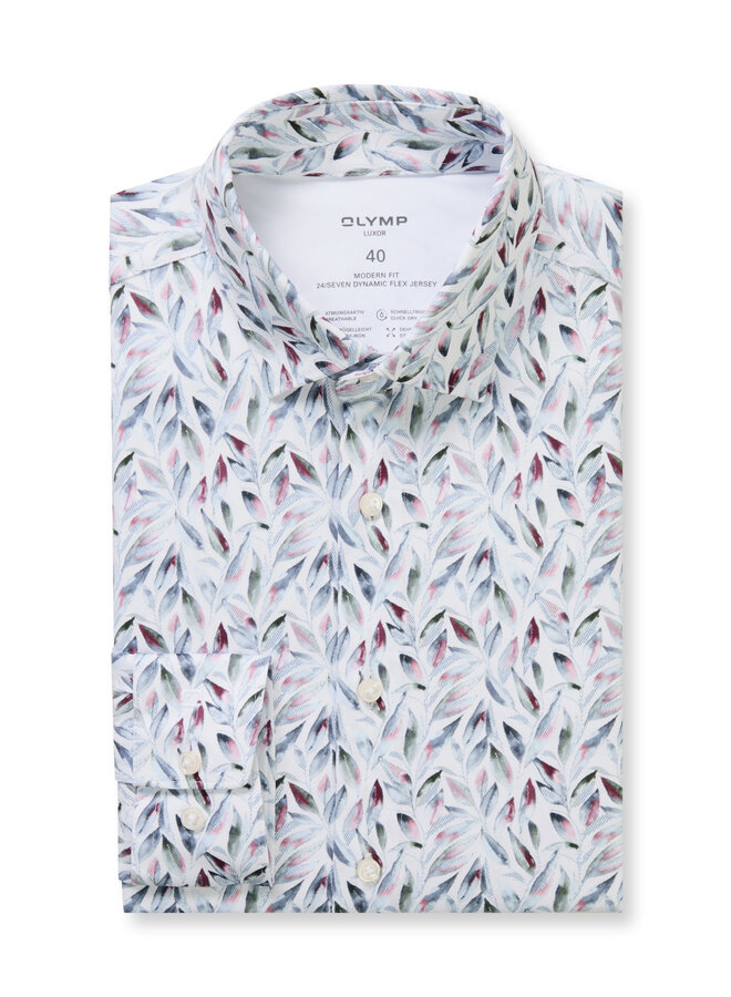 Olymp shirt 24/seven modern fit flex jersey bloemprint
