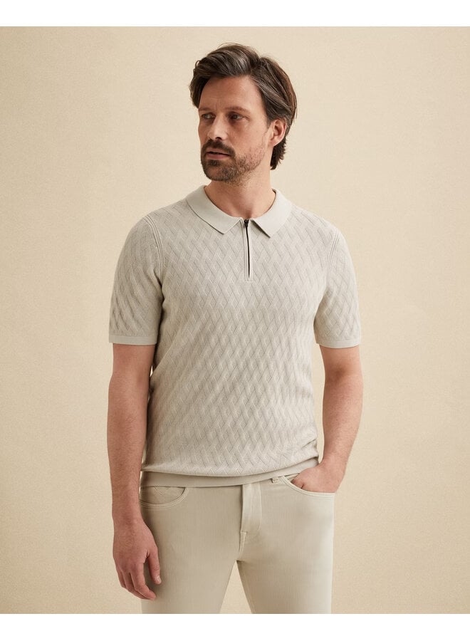 Vanguard polo korte mouw met ritssluiting beige