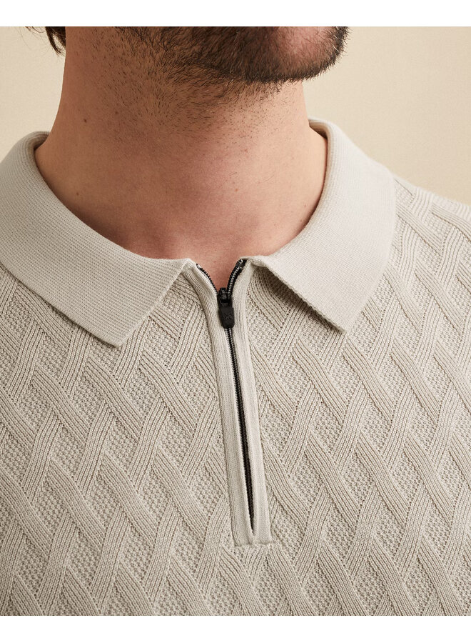 Vanguard polo korte mouw met rits beige