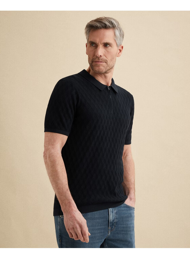 Vanguard polo korte mouw met rits navy