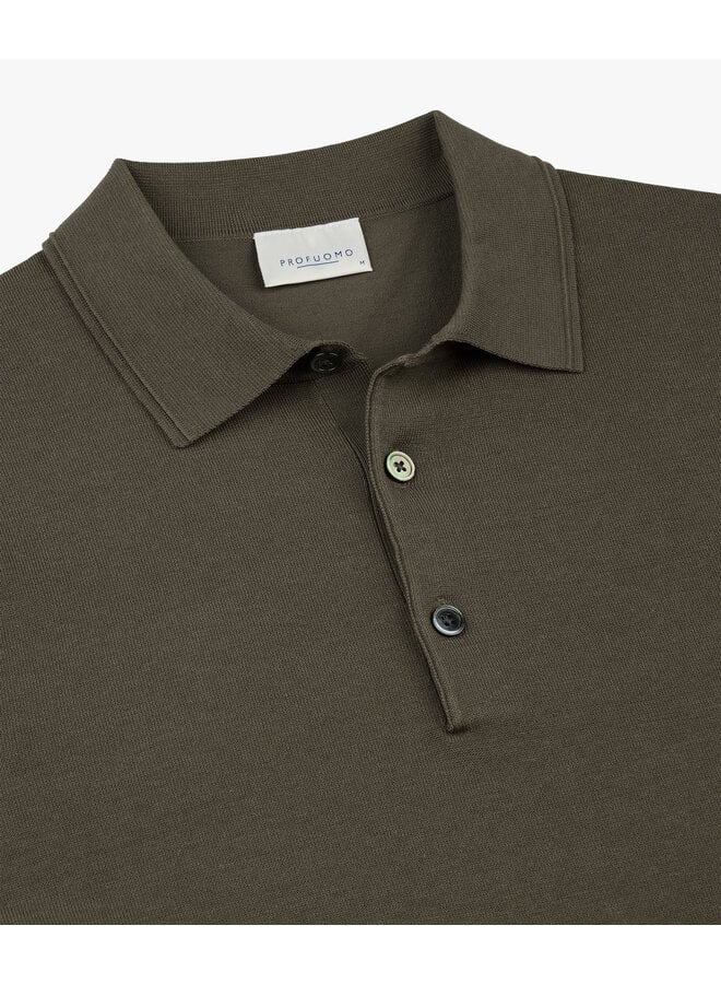 Profuomo Lyocell polo korte mouw brown