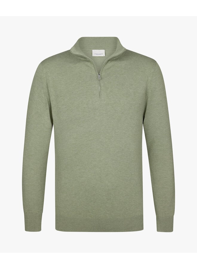 Pullover Lycocell half zip mid green