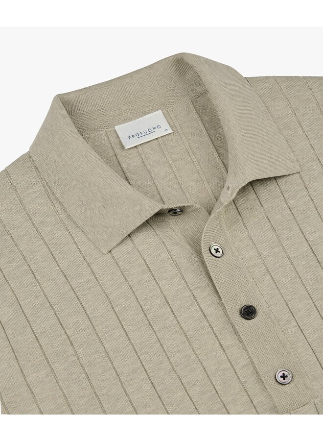 Profuomo polo lange mouw beige