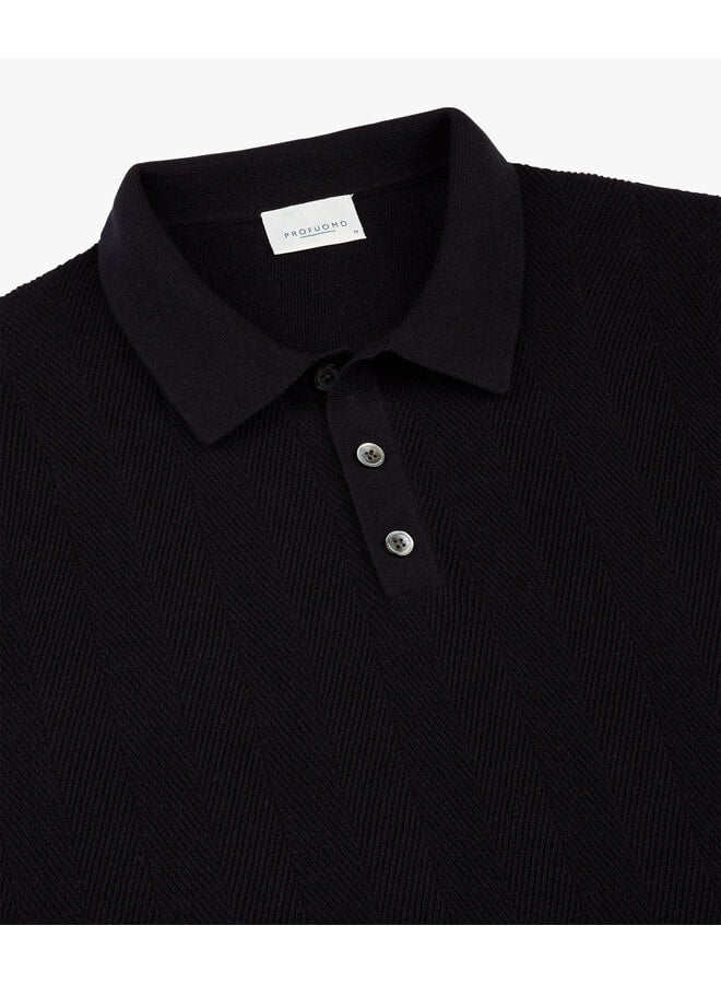 Profuomo polo korte mouw visgraad Navy