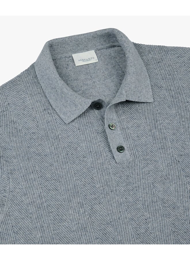 Profuomo polo korte mouw visgraad blue