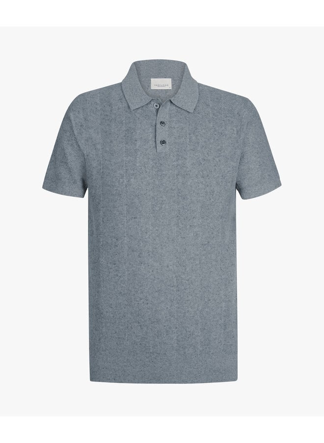 Profuomo polo korte mouw visgraad blue