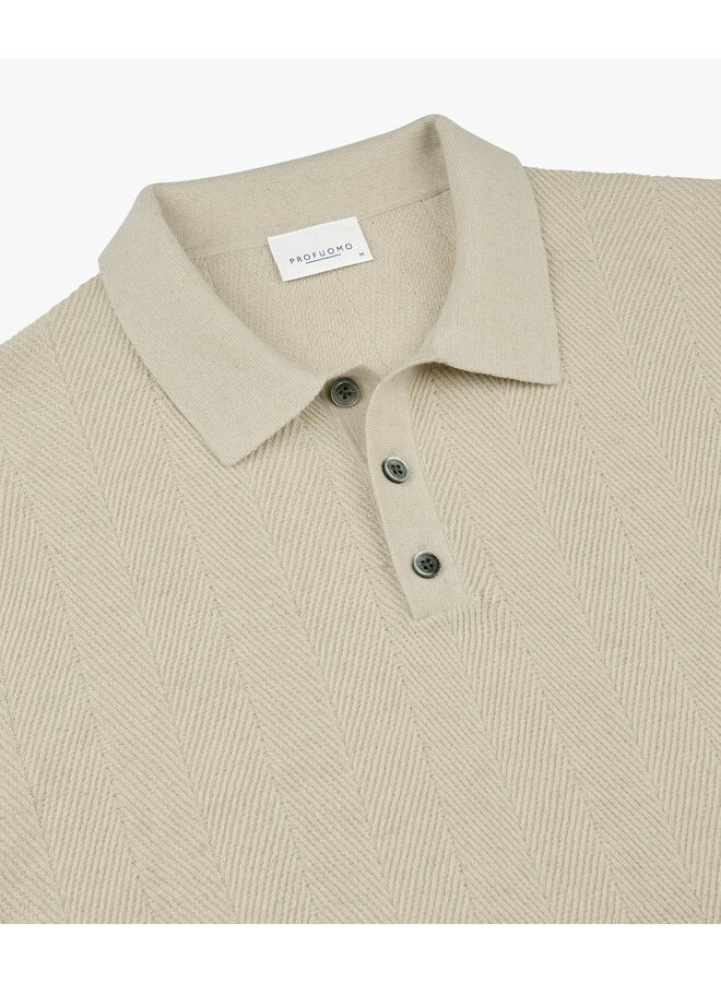 Profuomo polo korte mouw visgraad beige