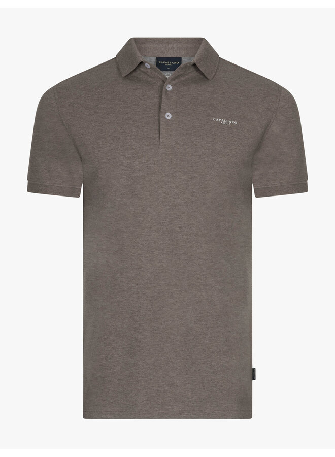 Bavone polo korte mouw Dark Taupe Melange