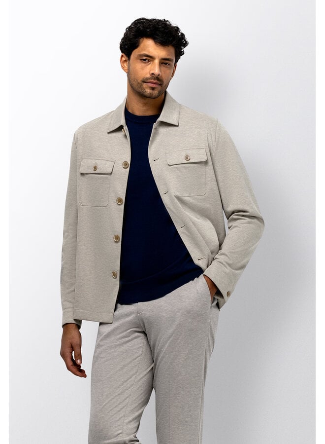 Half gevoerd overshirt jersey beige