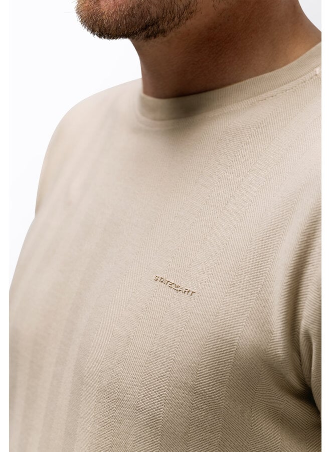 State of Art t-shirt korte mouw met structuur beige