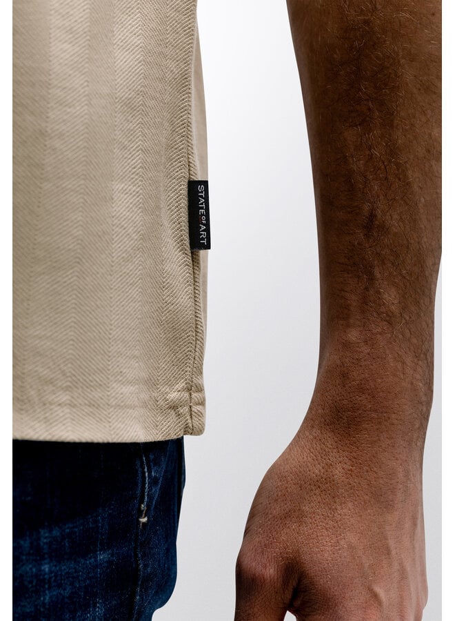 State of Art t-shirt korte mouw met structuur beige
