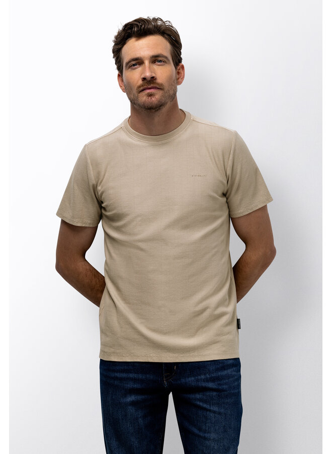 T-shirt korte mouw met structuur beige