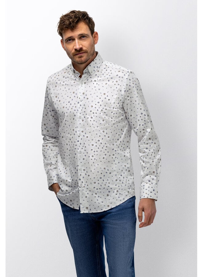 Shirt lange mouw met print wit