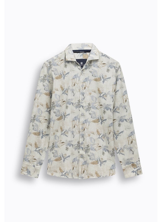 State of Art shirt met lange mouw botanische print beige