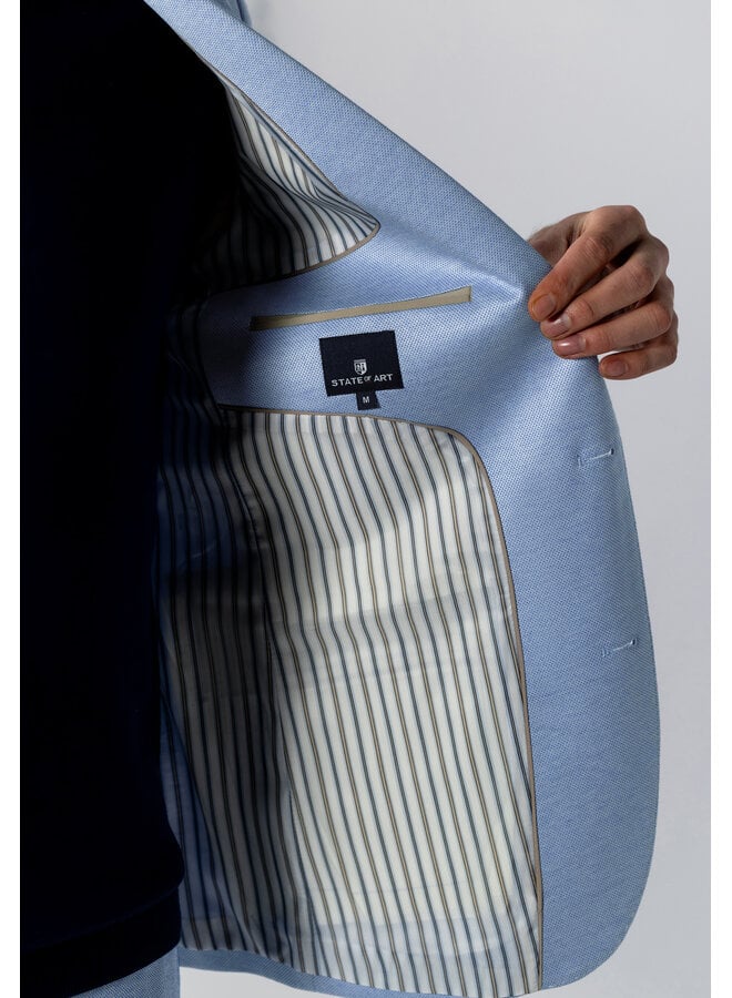 State of Art jersey colbert stretch licht blauw